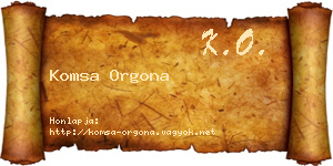 Komsa Orgona névjegykártya